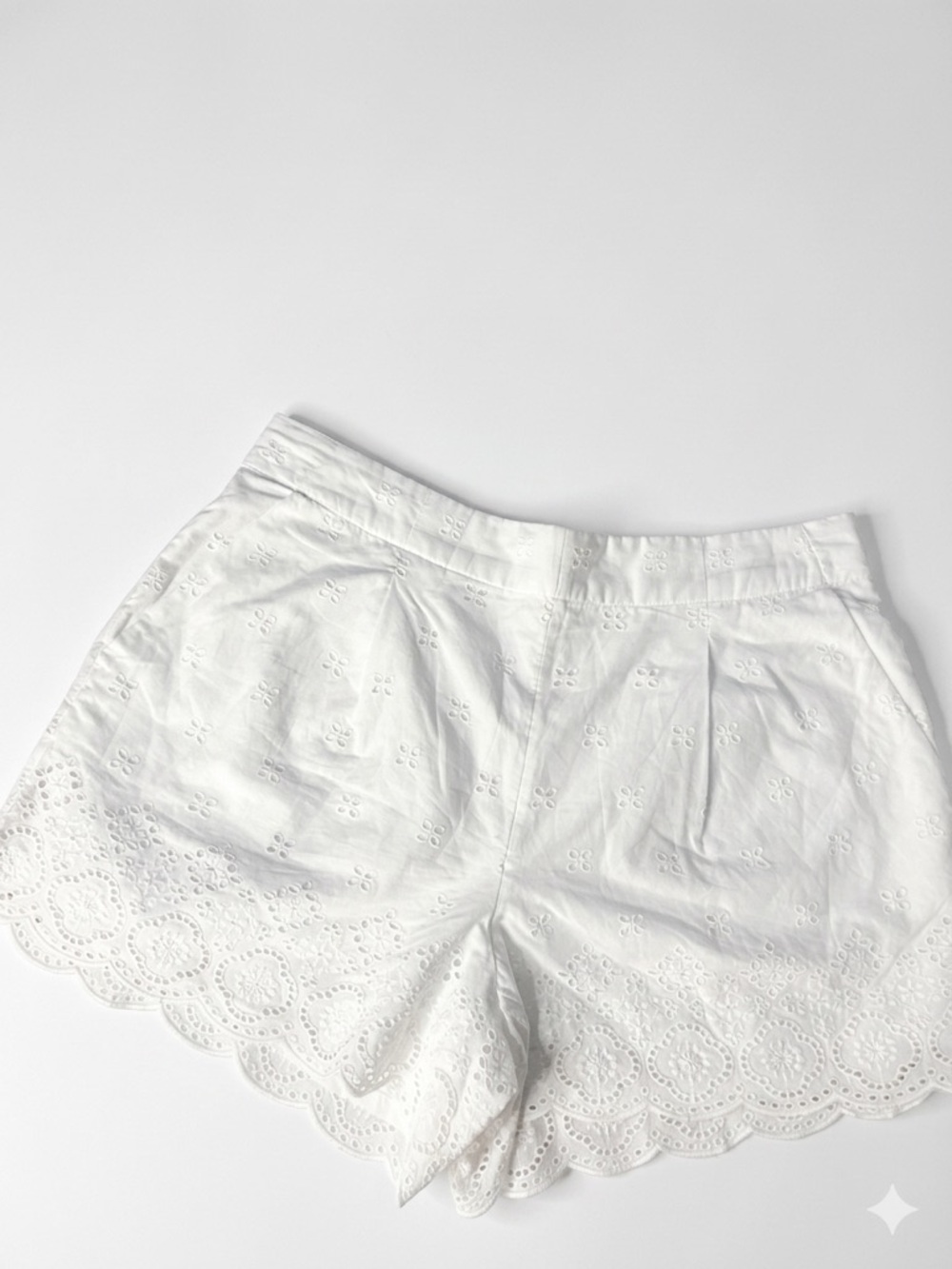 LOFT White Eyelet Scalloped High-Waist Shorts